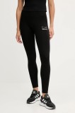 EA7 Emporio Armani Colanți femei, culoarea negru, cu imprimeu