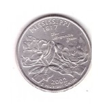 Moneda SUA 25 centi/quarter dollar 2002 D, Mississippi 1817, stare buna, curata, America de Nord, Cupru-Nichel