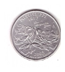 Moneda SUA 25 centi/quarter dollar 2002 D, Mississippi 1817, stare buna, curata