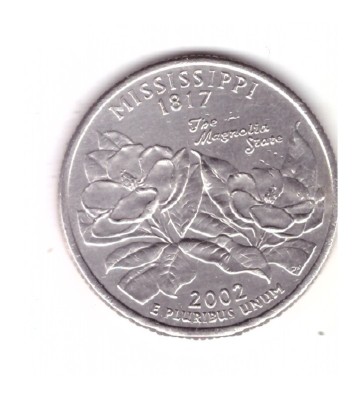 Moneda SUA 25 centi/quarter dollar 2002 D, Mississippi 1817, stare buna, curata foto