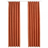 Cumpara ieftin Draperii opace cu carlige, 2 buc., ruginiu, 140 x 225 cm