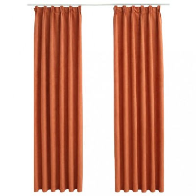Draperii opace cu carlige, 2 buc., ruginiu, 140 x 175 cm foto