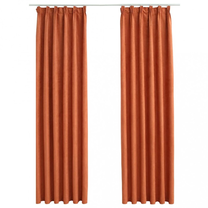 Draperii opace cu carlige, 2 buc., ruginiu, 140 x 175 cm