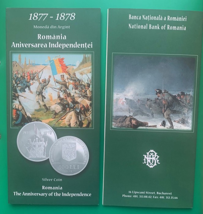 PLIANT(FOLDER) ROMANIA - ANIVERSAREA INDEPENDENTEI, PENTRU MONEDA DE ARGINT