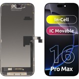 Display cu Touchscreen JK pentru Apple iPhone 16 Pro Max, cu Rama, Versiune LCD In-Cell IC Movable, Negru