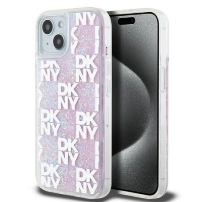 Husa pentru iPhone 15 - DKNY Hardcase Liquid Glitter Multilogo (DKHCP15SLCPEPP) - Pink foto