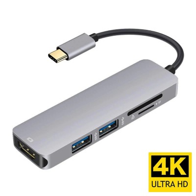 5in1 Convertor video multiport USB-C Type-C la HDMI pt laptop, telefon mobil foto