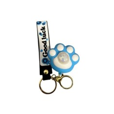 Jucărie interactivă mini lăbuță cu lumini colorate, breloc, albastru, 7 cm