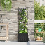 Ghiveci Grădină cu Grătar vidaXL, 40x40x143 cm, Negru, Plastic, Interior/Exterior, Ideal Plante Cățărătoare