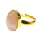 Inel argint reglabil placat cu aur cu cuart roz 14x10 MM