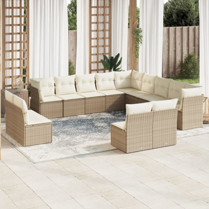 Gossi set canapele de gradina cu perne, 12 piese, bej, poliratan