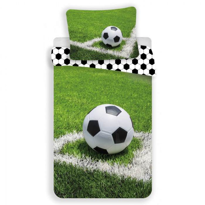 Lenjerie de pat Fotbal Corner, 2 Piese, 2 Fete, 140A 200 cm, 70A 90 cm, 100% Bumbac