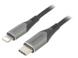 Cablu USB 2.0 Apple Lightning la USB C 2m Negru 3A, Vention