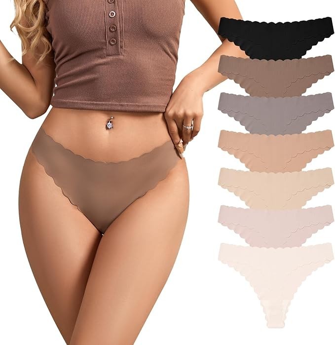 Set 7 chiloti pentru femei SHARICCA, tanga fara cusaturi, multicolor, XL - OUTLET