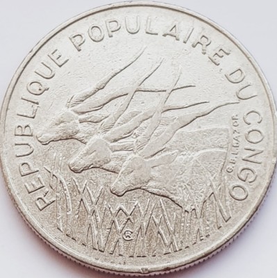 2992 Republica Congo 100 Francs 1972 Giant Elands km 1 foto