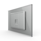 Cumpara ieftin Priza internet Livolo gri cu rama din sticla, standard italian