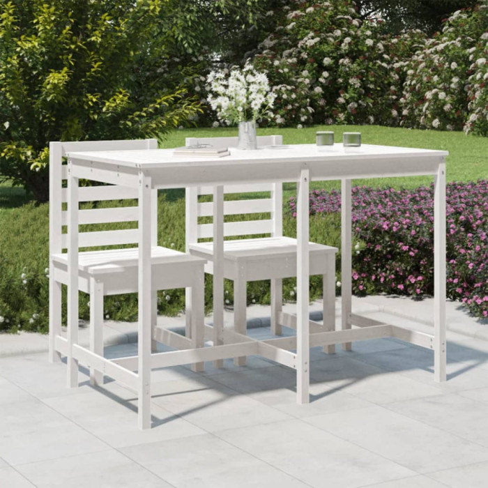 vidaXL Masă de grădină, alb, 159,5x82,5x110 cm, lemn masiv de pin 824096