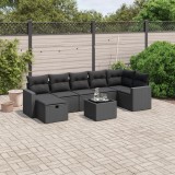 Cumpara ieftin Gossi set mobilier de gradina cu perne, 8 piese, negru, poliratan