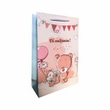 SET 10 pungi de cadou medie pentru botez cu model roz
