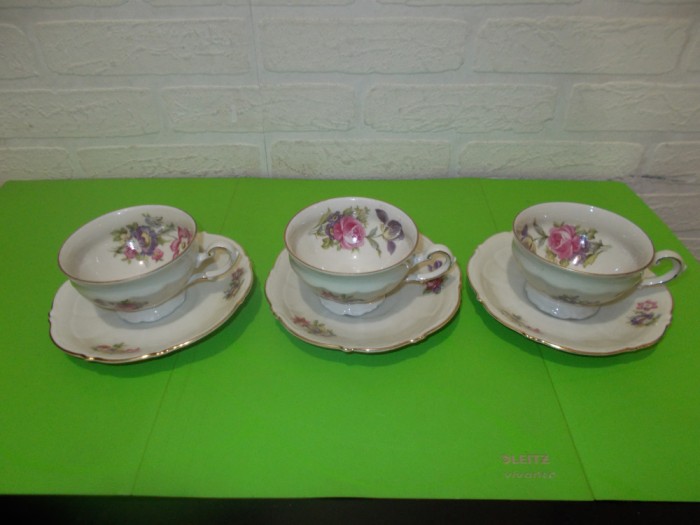Portelan SCHWARZENHAMMER , set de 3 CESTI decorate in teme florale