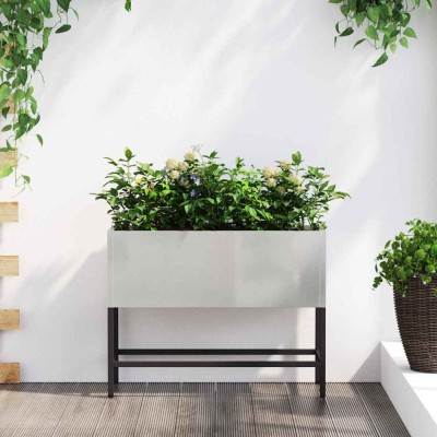 vidaXL Ghiveci ridicat pentru grădină Argintiu 60 x 26 x 45 cm 865887 foto