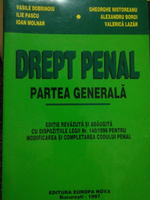 Vasile Dobrinoiu - Drept penal. Partea generala (1997) foto