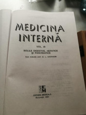 MEDICINA INTERNA BOLI DIGESTIVE HEPATICE SI PANCREATICE I. GHERASIM ED. M. 2001 foto