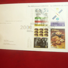 Plic FDC - cu Bloc 4 val.- Colectia Mileniului - 2000 Canada