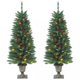 VidaXL Brazi de Crăciun artificiali 2 buc. 100 LED-uri verde 120 cm
