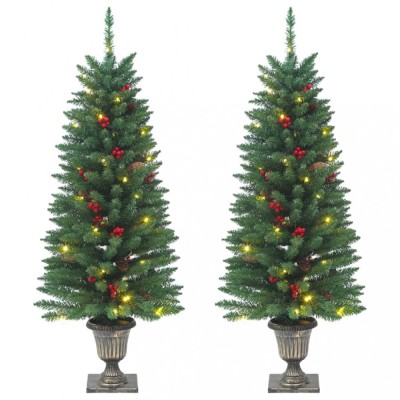 Brazi de Crăciun artificiali 2 buc. 100 LED-uri verde 120 cm foto