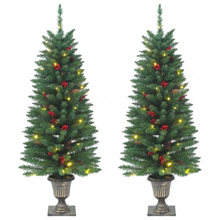 Brazi de Crăciun artificiali 2 buc. 100 LED-uri verde 120 cm