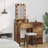 Masă de toaletă vidaXL cu lumini LED Lemn vechi 50x41x140 cm