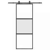 Usa glisanta cu set feronerie neagra 76x205cm sticla securizata
