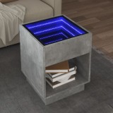 vidaXL Măsuță de cafea cu LED infinity, gri beton, 40x40x50 cm 847647