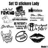 Set 13 Stickere Lady pentru Masina , Pack Auto pentru Fete si Personalizare Cute