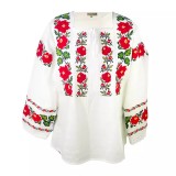 Cumpara ieftin Bluza Tip Ie Alba cu Motiv Floral Rosu - BMG29
