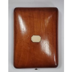 CUTIE DIN LEMN CU CARTUS DIN FILDES, PENTRU CEAS DE BUZUNAR, CCA. 1900