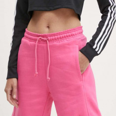 adidas pantaloni scurti femei, culoarea roz, neted, high waist, IW1256