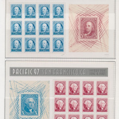 SUA PACIFIC 1997-Blocuri ce contin 12+12 timbre 50c Franklin, 60c Washington