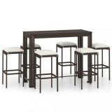 Set mobilier bar de gradina cu perne, 7 piese, maro, poliratan GartenMobel Dekor, vidaXL