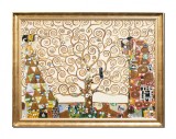 Cumpara ieftin Tablou celebru pictat manual inramat, Copacul vietii, 90x70cm ulei pe panza, reproducere Gustav Klimt, rama din lemn