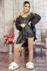E1095RR-1 Set 2 piese lenjerie casual din desu si halat cu material satinat, L, M