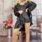 E1095RR-1 Set 2 piese lenjerie casual din desu si halat cu material satinat