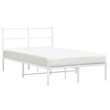 Cumpara ieftin Cadru de pat metalic cu tablie, alb, 120x200 cm