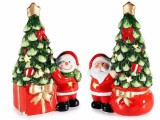 Set 2 figurine Craciun teracota multicolora cu led cm 8 x 5,5 x 13,5 H