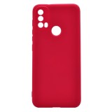 Husa Silicon Silk Touch compatibila cu Motorola Moto E40 4G, interior catifea, Visiniu