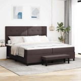 Cumpara ieftin Pat cu arcuri cu saltea Maro &icirc;nchis 200 x 200 cm țesătură