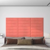 Panouri de perete 12 buc. roz 60x15 cm catifea 1,08 m&sup2;