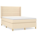 Cumpara ieftin Pat continental cu saltea, crem, 140x200 cm, material textil