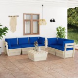 vidaXL Set mobilier grădină din paleți, 6 piese, cu perne, lemn molid 3063526